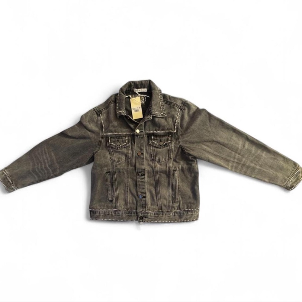 MNML Dark Grey Flat Studded Trucker ButtonUp Jacket Size M “NWT”